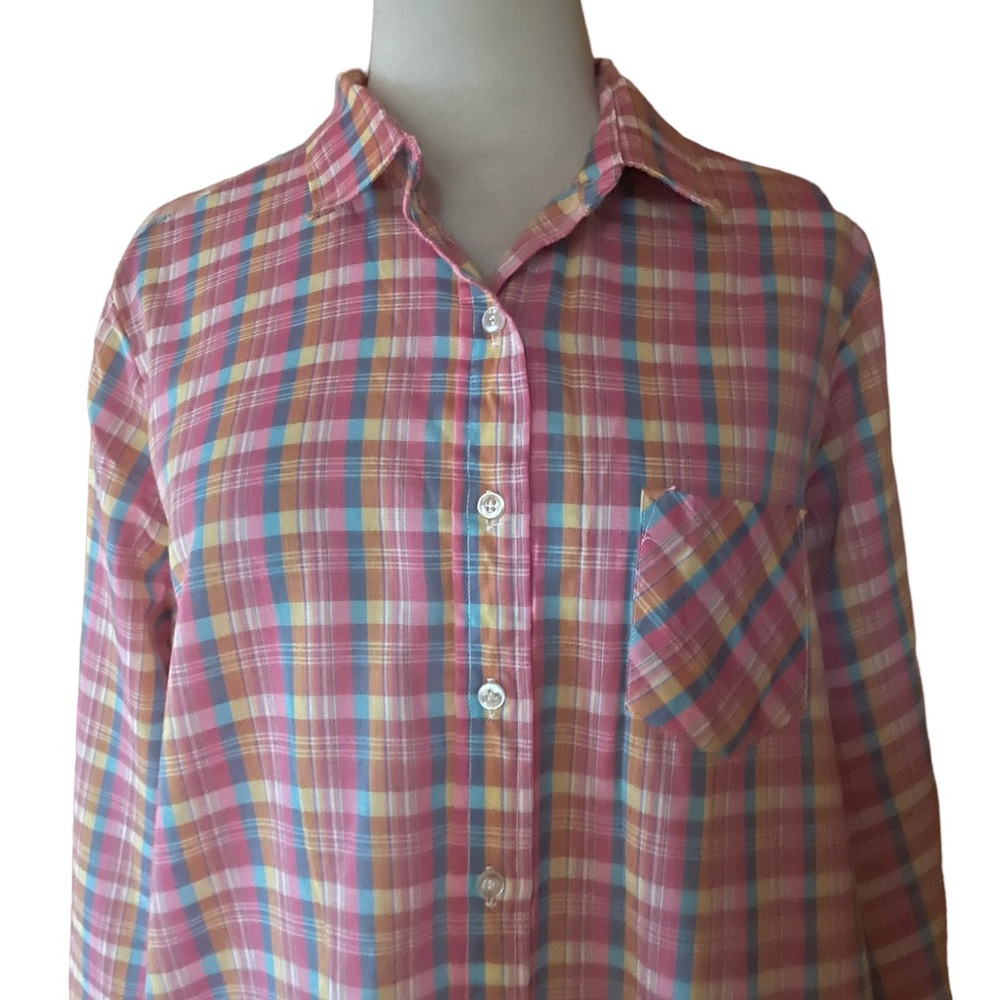 Volup Vintage Lady Caribou‎ Plaid, Poly/Cotton Button Down Shirt